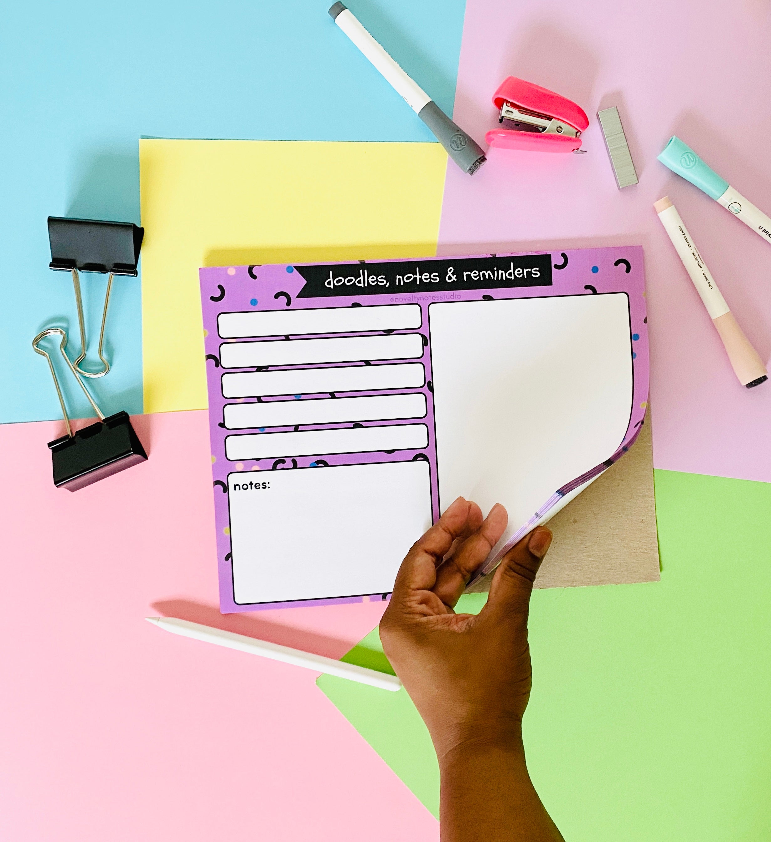 Doodles Notes Reminders Stationery Notepad  Pink Sweetheart