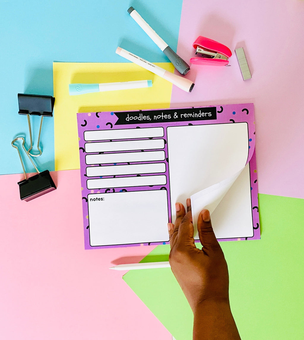Doodles Notes Reminders Stationery Notepad  Pink Sweetheart