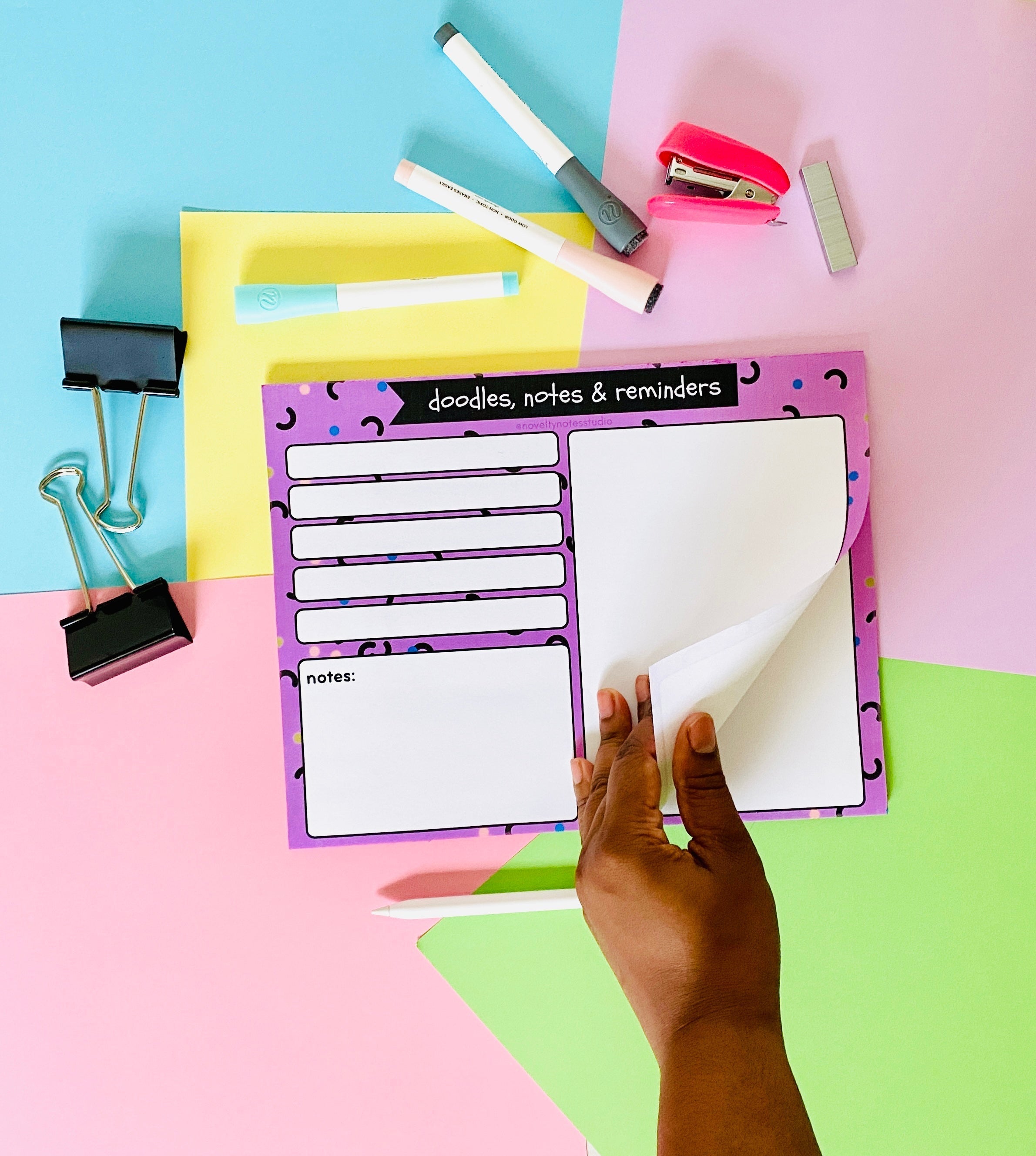 Doodles Notes Reminders Stationery Notepad  Pink Sweetheart