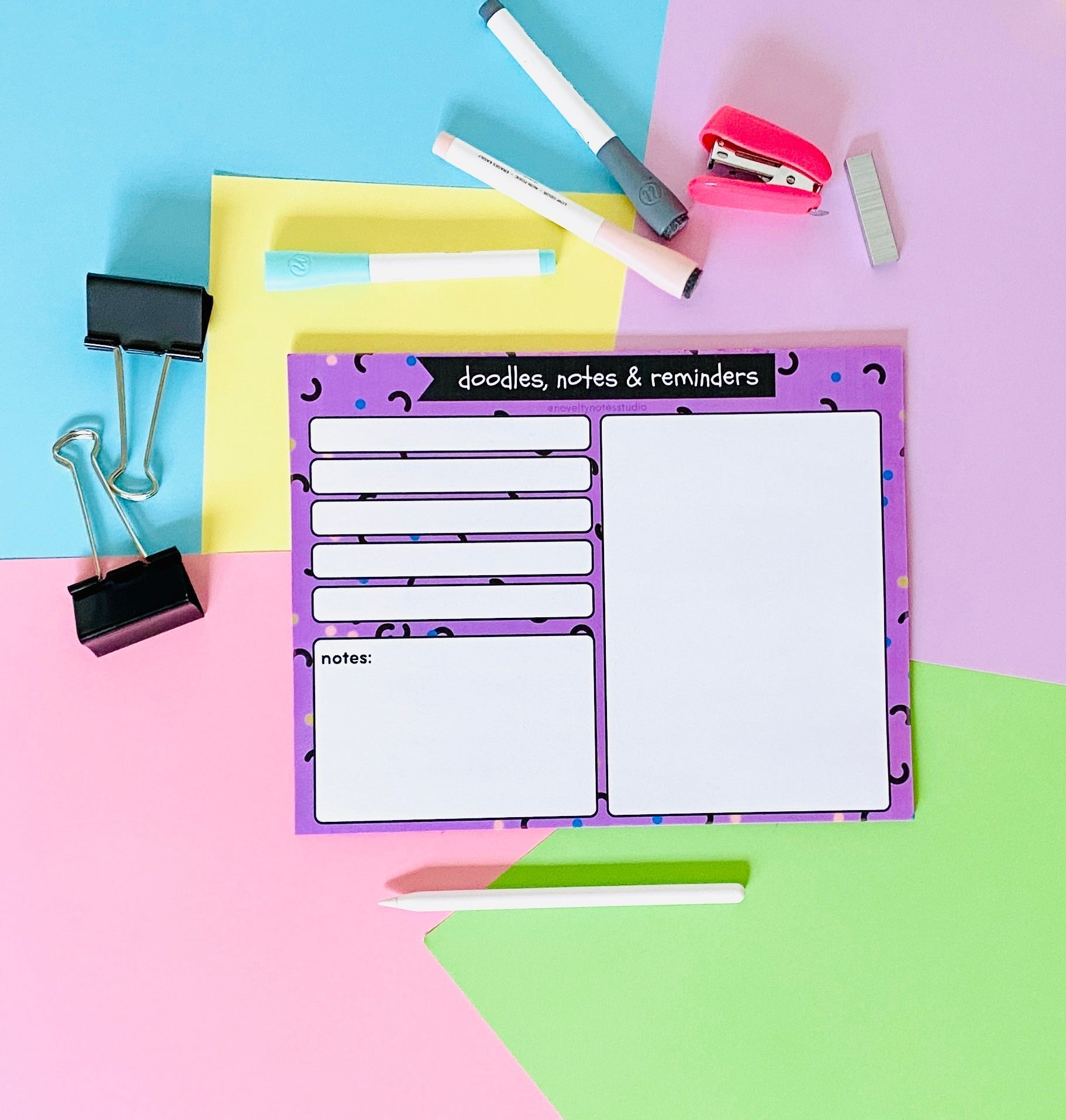 Doodles Notes Reminders Stationery Notepad  Pink Sweetheart