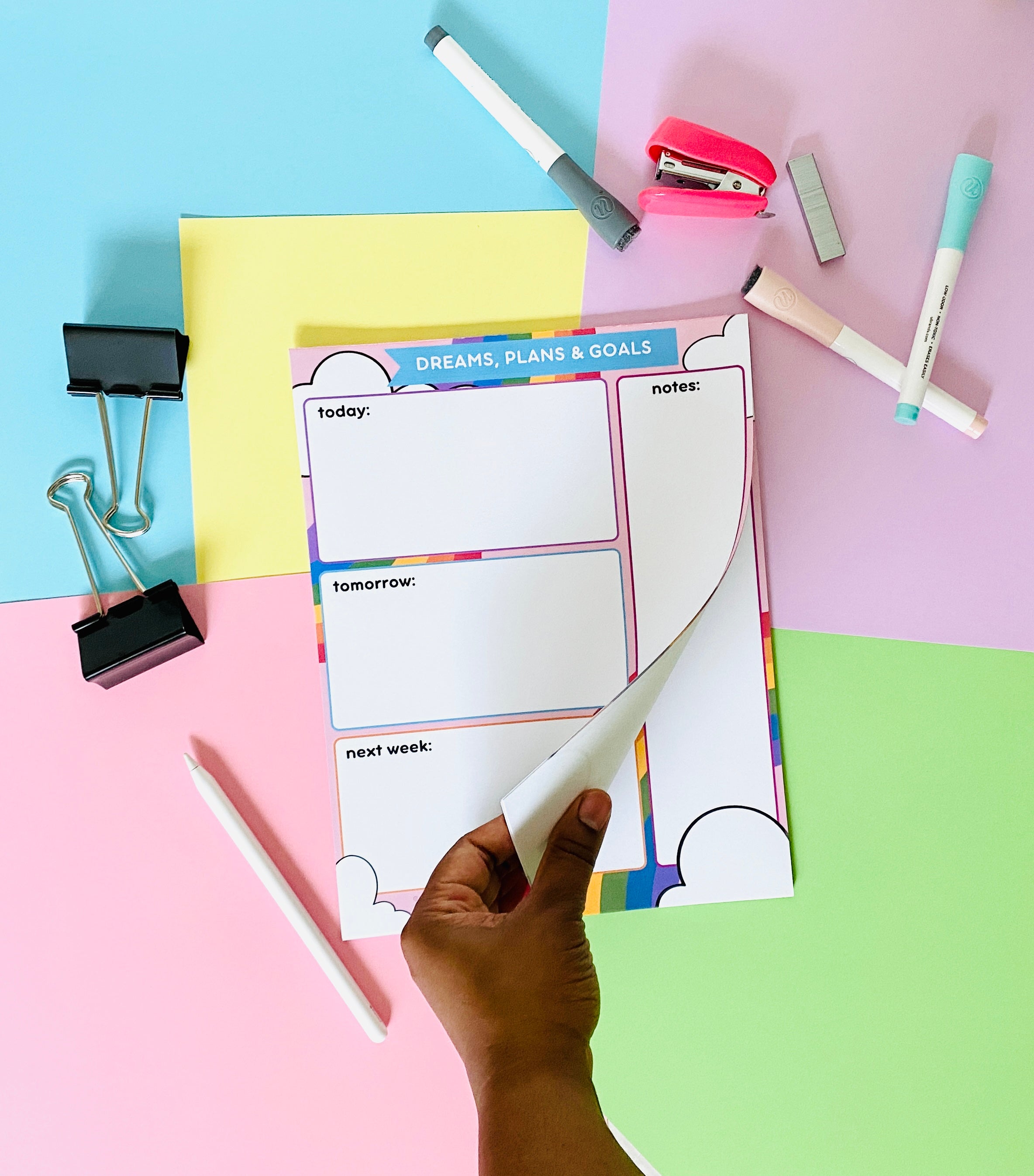 Dreams Plans Goals Rainbow Stationery Notepad Notebooks & Notepads Pink Sweetheart