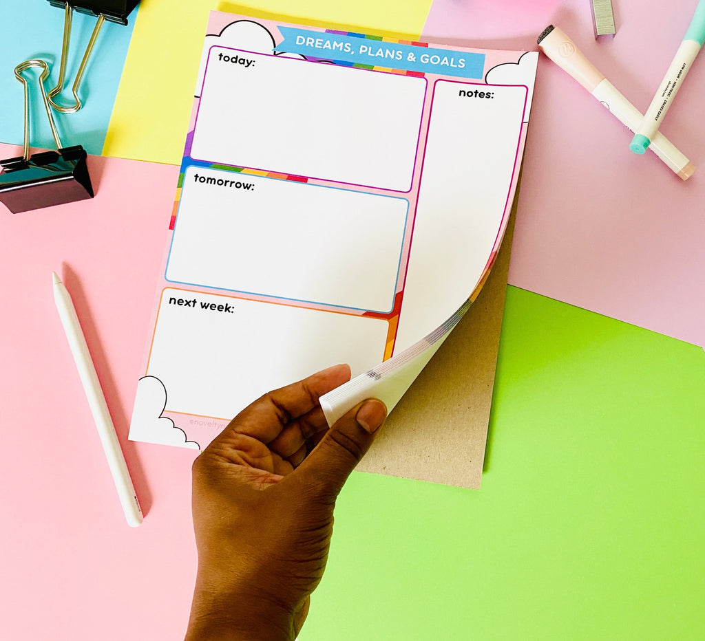 Dreams Plans Goals Rainbow Stationery Notepad Notebooks & Notepads Pink Sweetheart