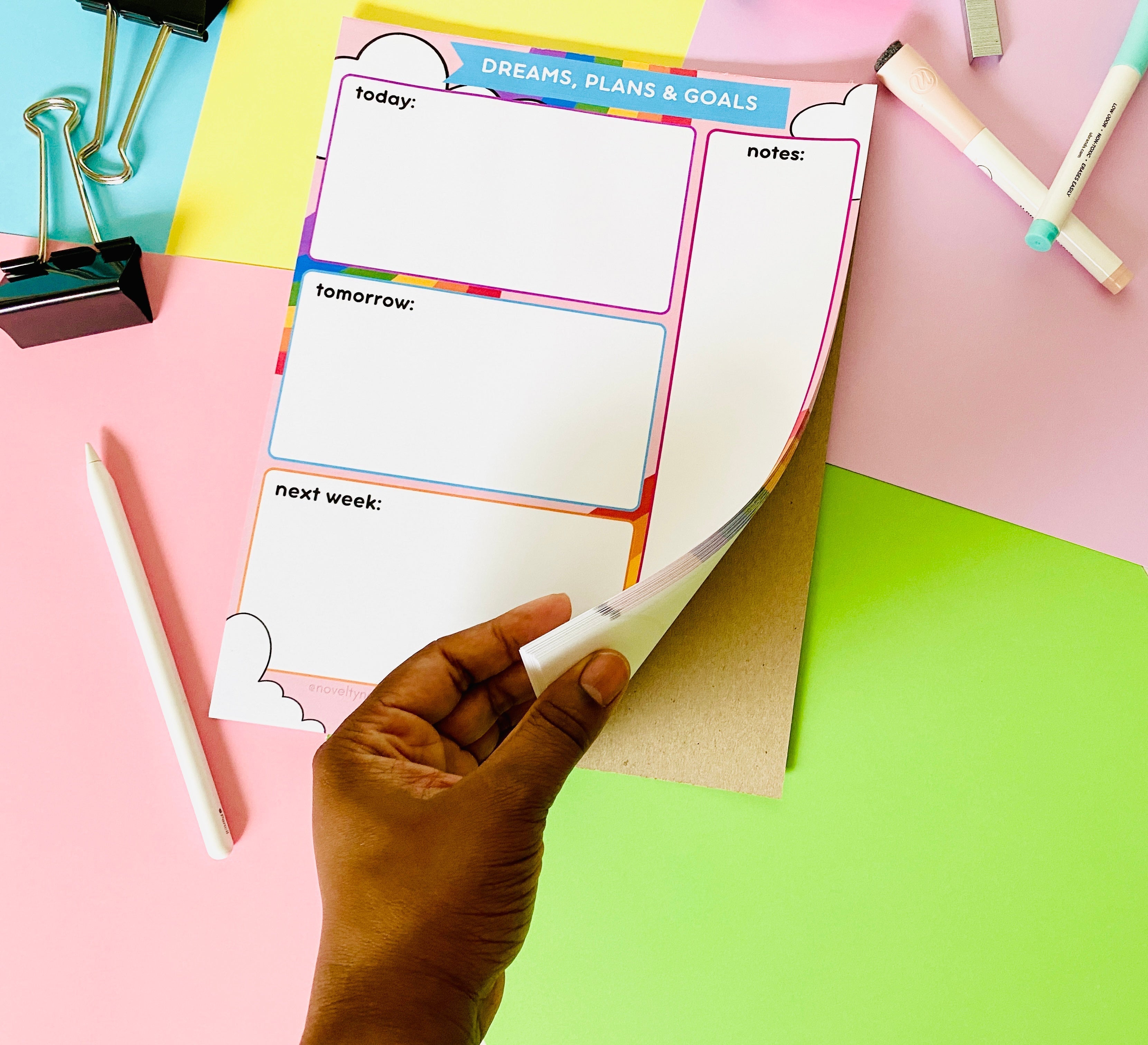 Dreams Plans Goals Rainbow Stationery Notepad Notebooks & Notepads Pink Sweetheart