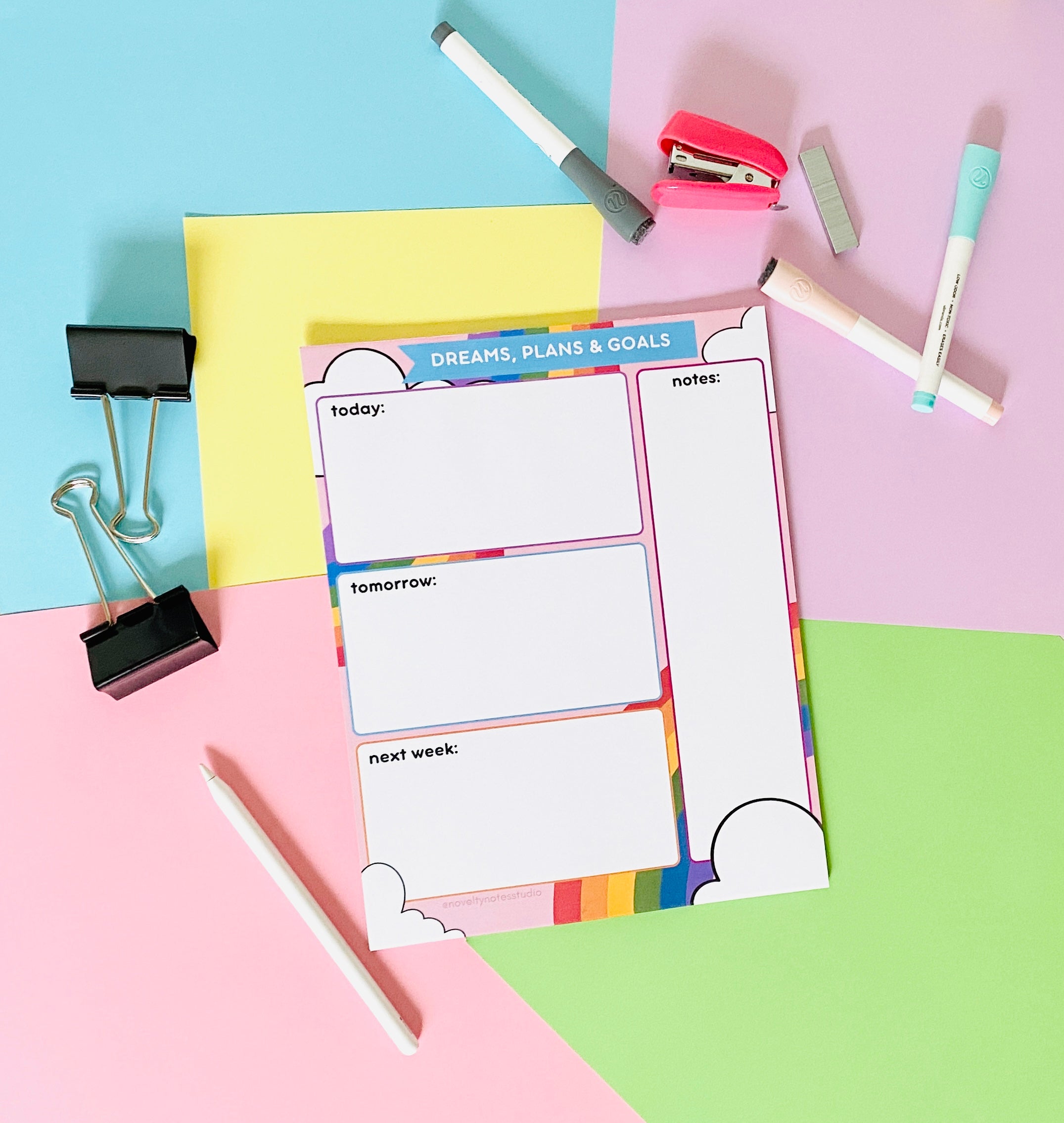 Dreams Plans Goals Rainbow Stationery Notepad Notebooks & Notepads Pink Sweetheart