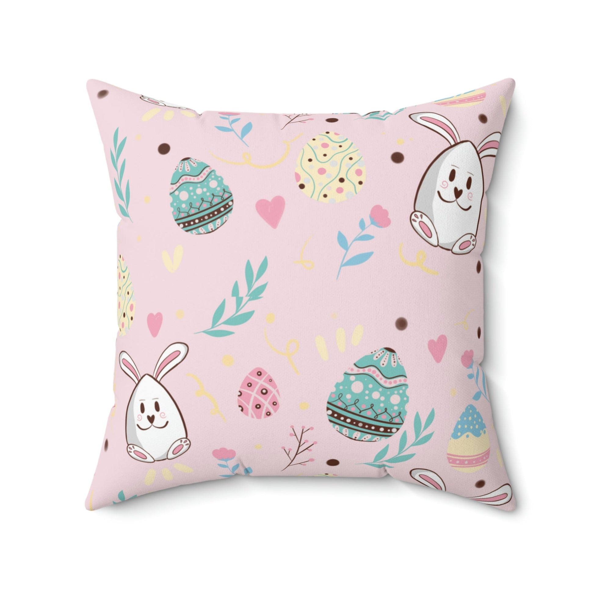 Easter Bunny Extravaganza Square Pillow Home Decor Pink Sweetheart
