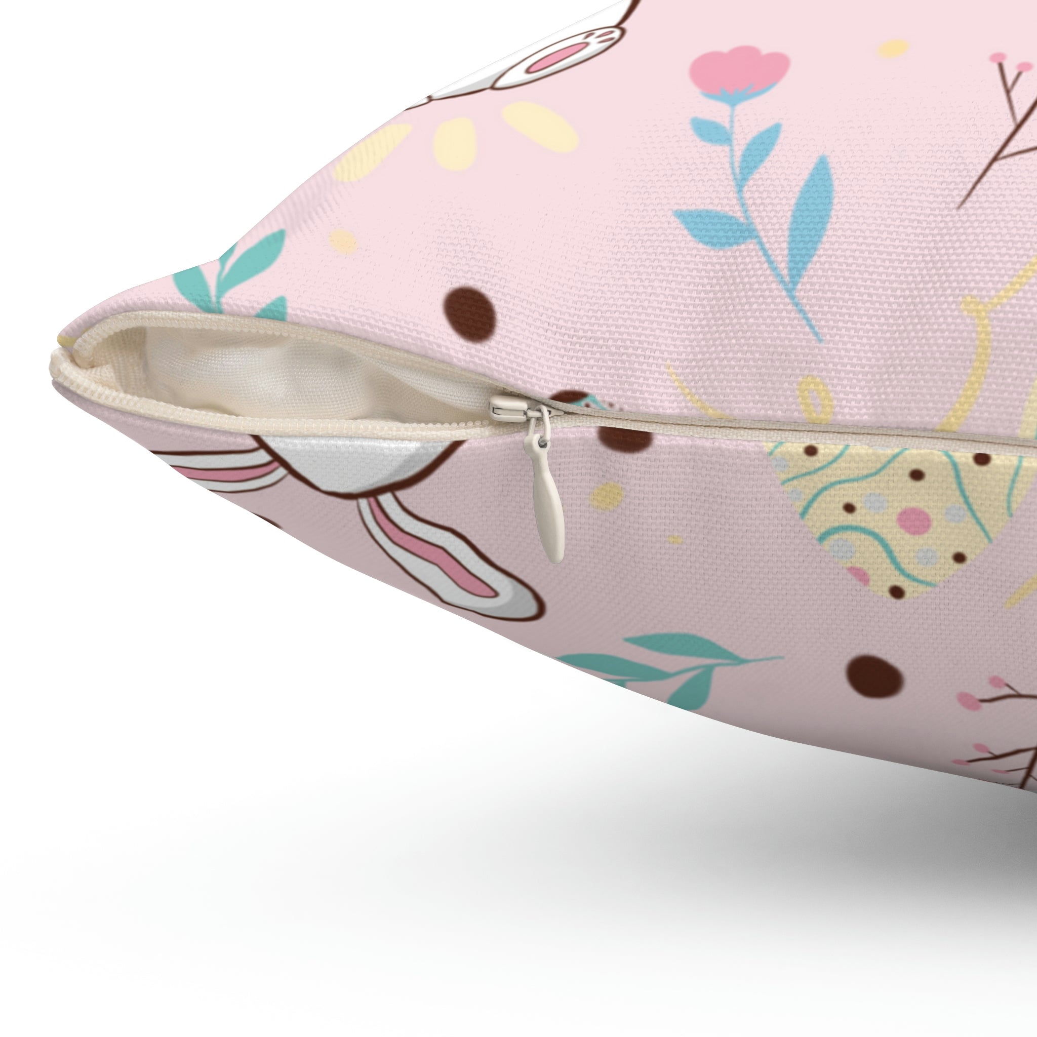 Easter Bunny Extravaganza Square Pillow Home Decor Pink Sweetheart