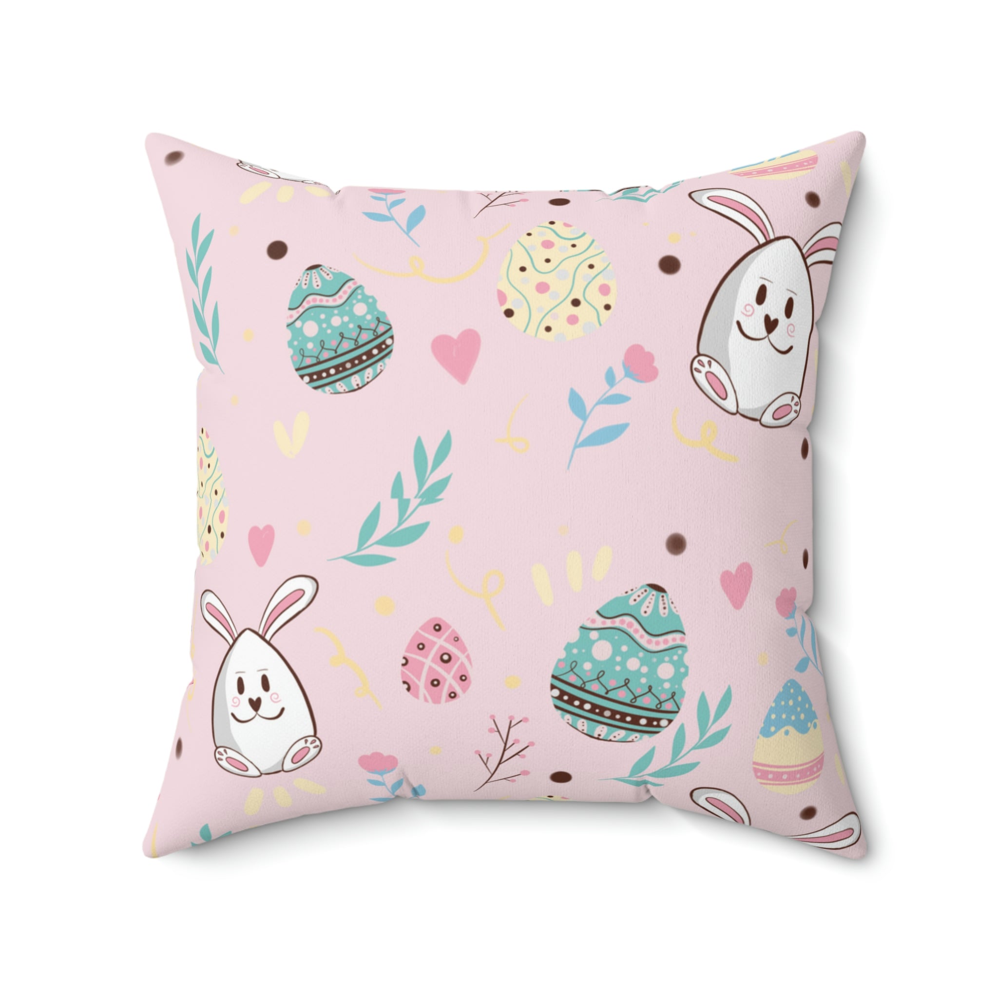 Easter Bunny Extravaganza Square Pillow Home Decor Pink Sweetheart