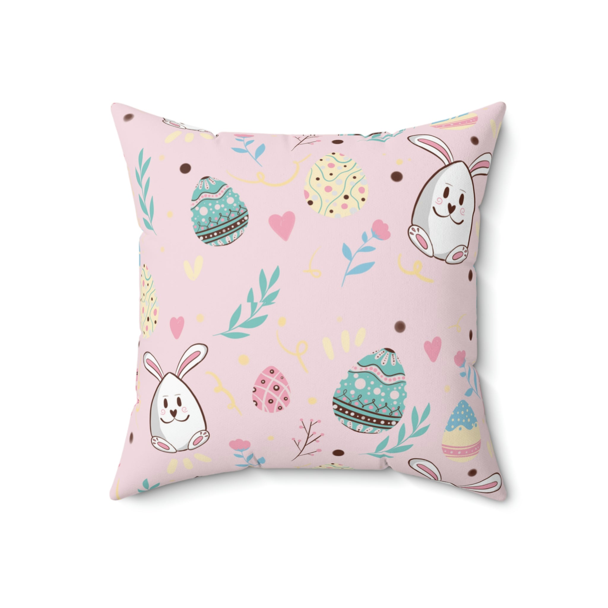 Easter Bunny Extravaganza Square Pillow Home Decor Pink Sweetheart
