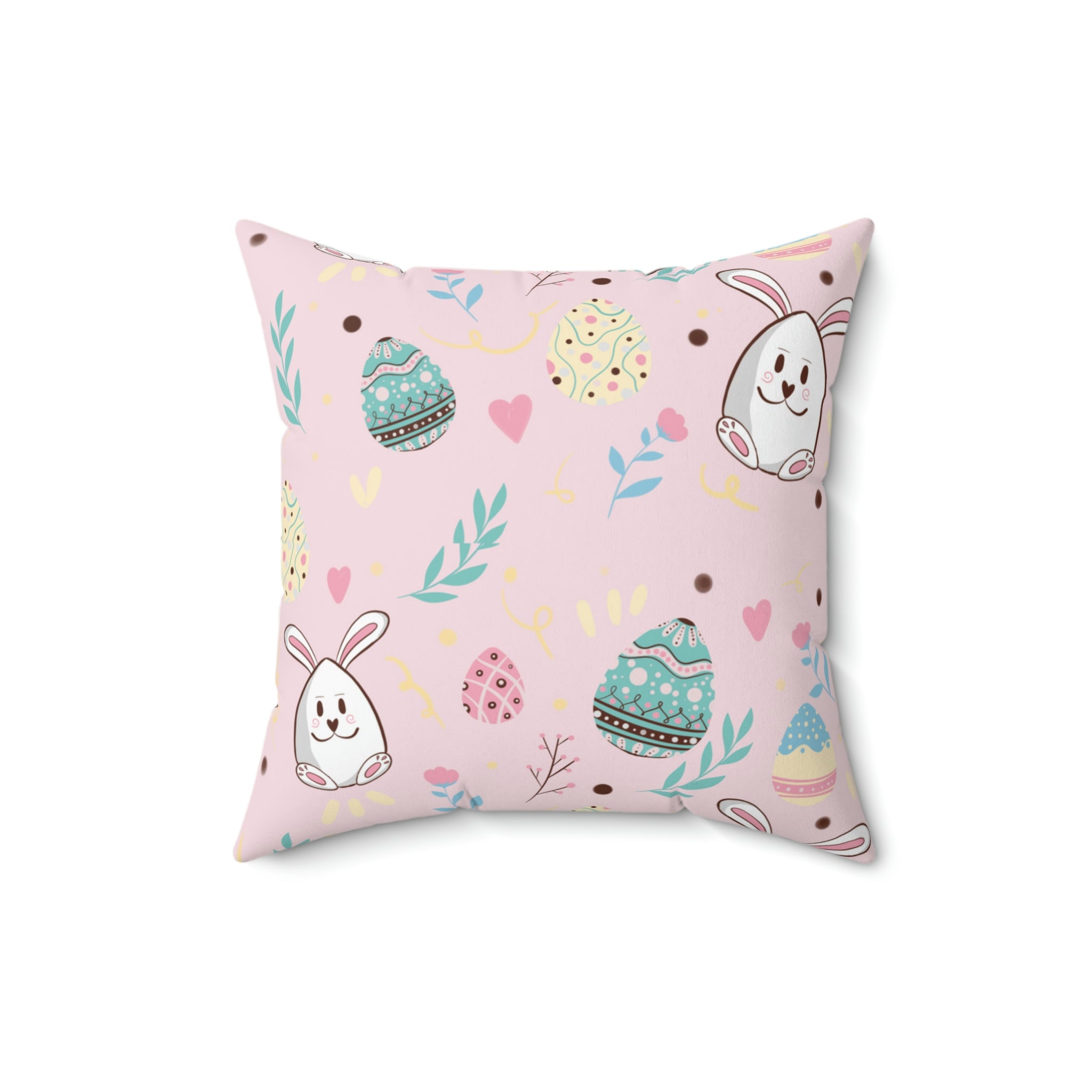 Easter Bunny Extravaganza Square Pillow Home Decor Pink Sweetheart