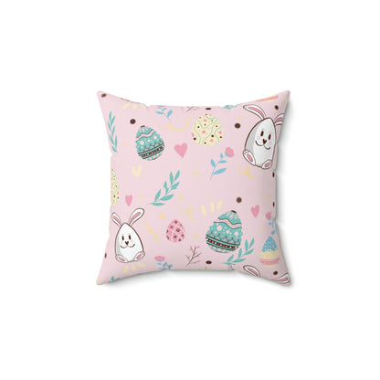 Easter Bunny Extravaganza Square Pillow Home Decor Pink Sweetheart