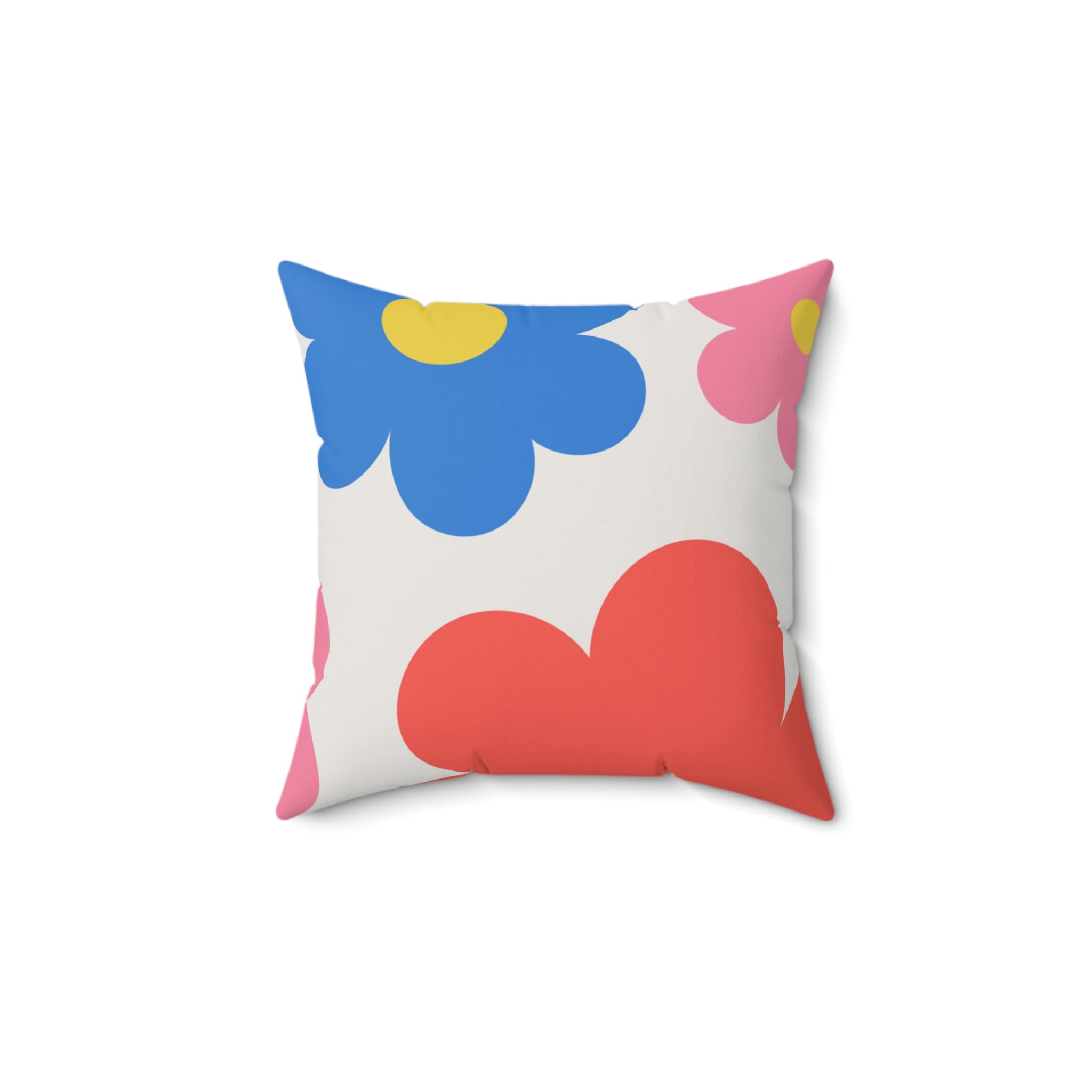 Flower Doodles Square Pillow Home Decor Pink Sweetheart