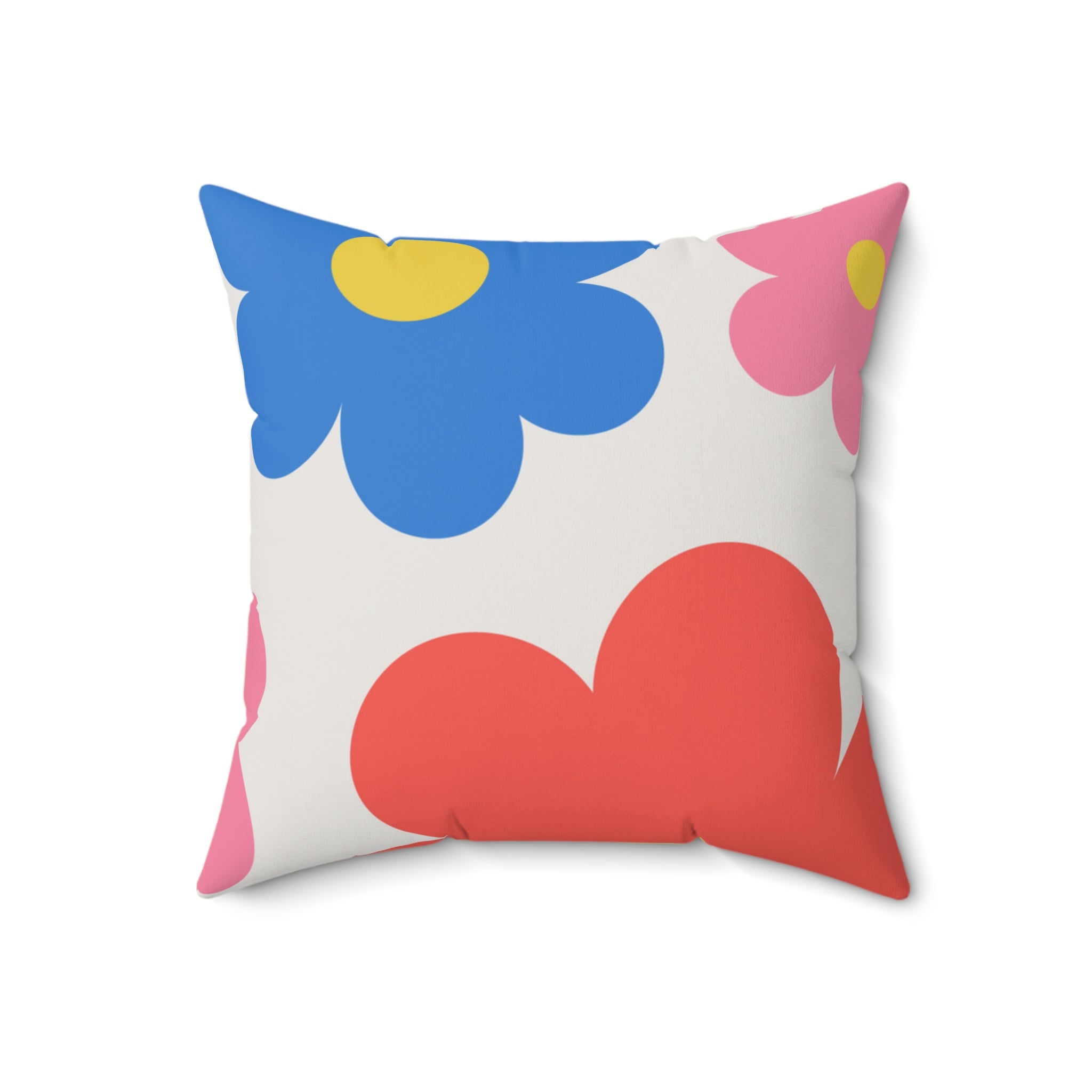 Flower Doodles Square Pillow Home Decor Pink Sweetheart