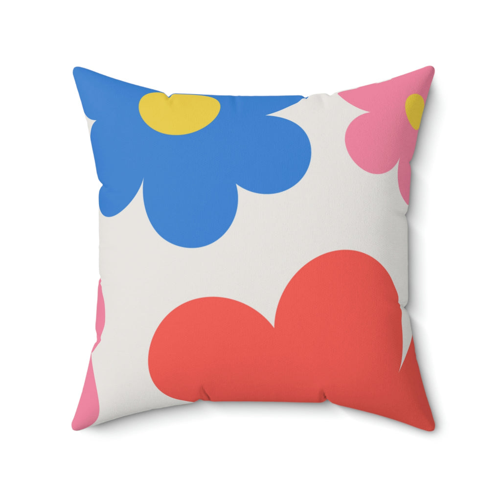 Flower Doodles Square Pillow Home Decor Pink Sweetheart