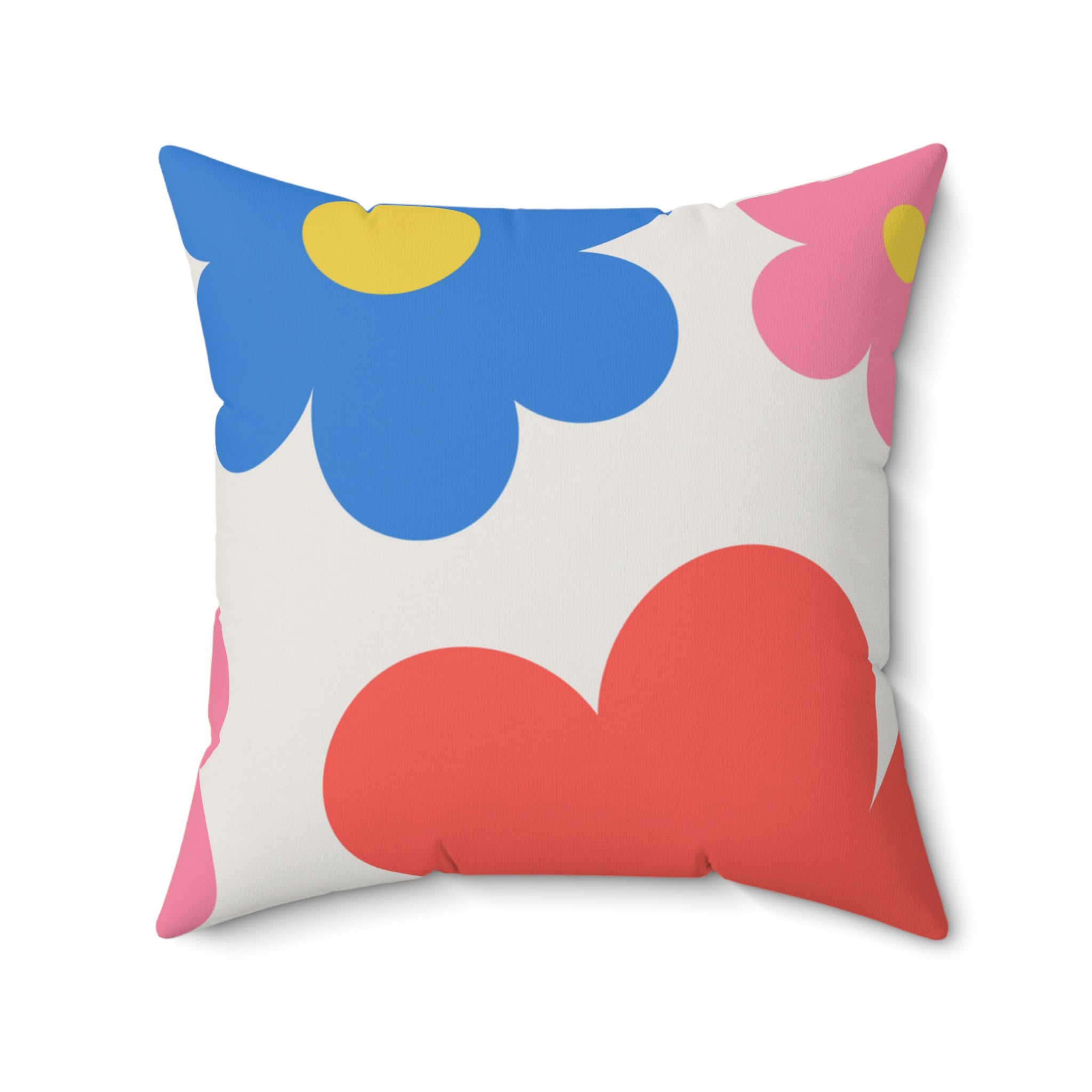 Flower Doodles Square Pillow Home Decor Pink Sweetheart
