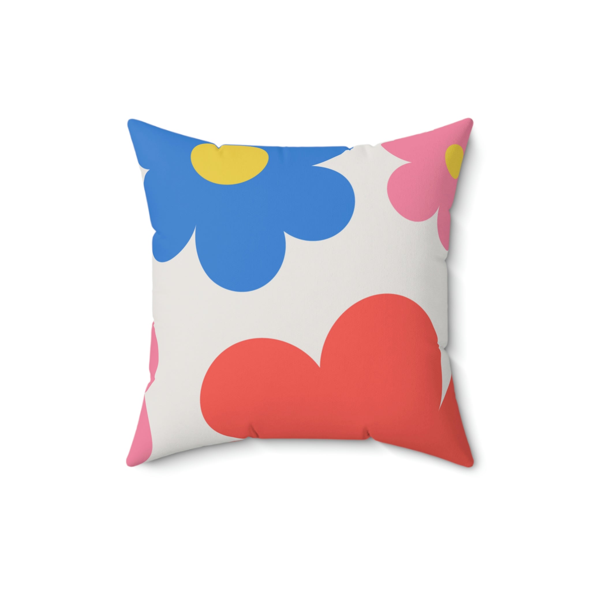 Flower Doodles Square Pillow Home Decor Pink Sweetheart