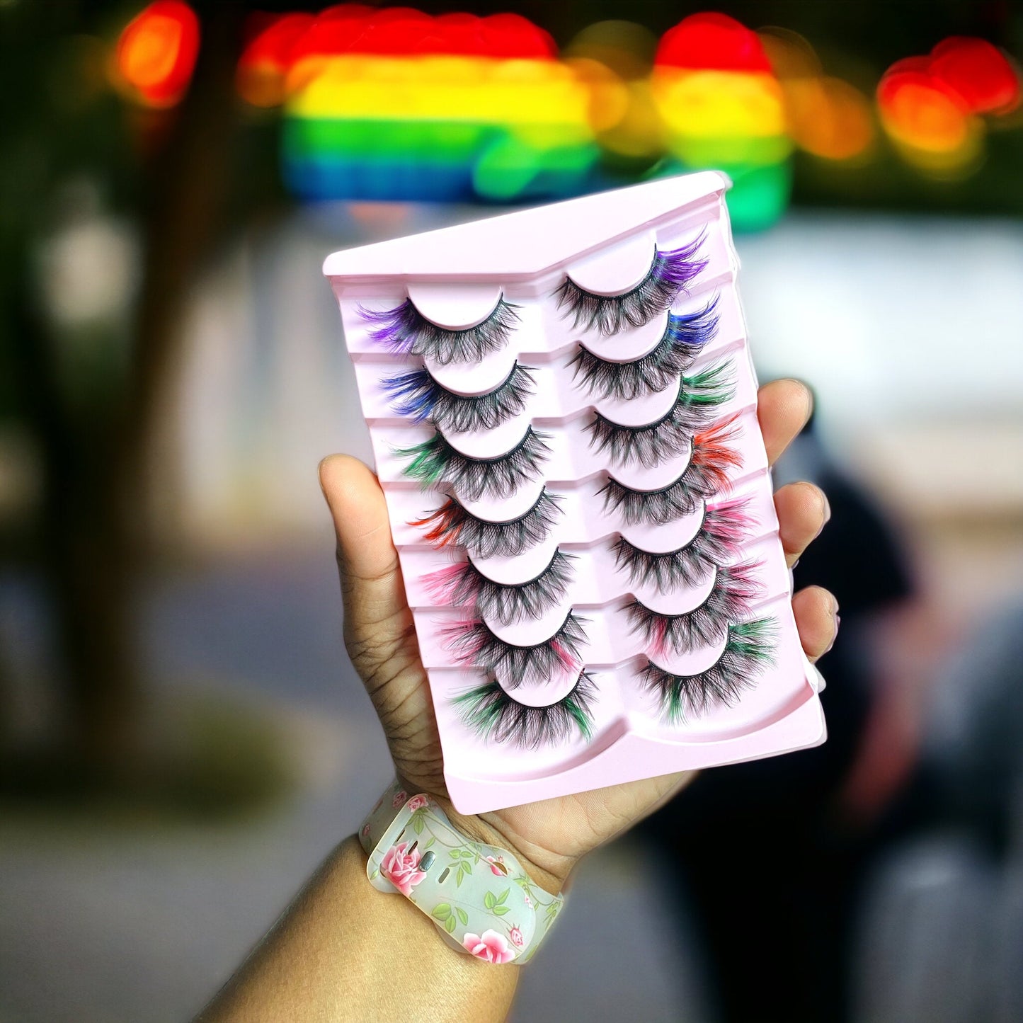 Fluffy Rainbow Lashes  Pink Sweetheart
