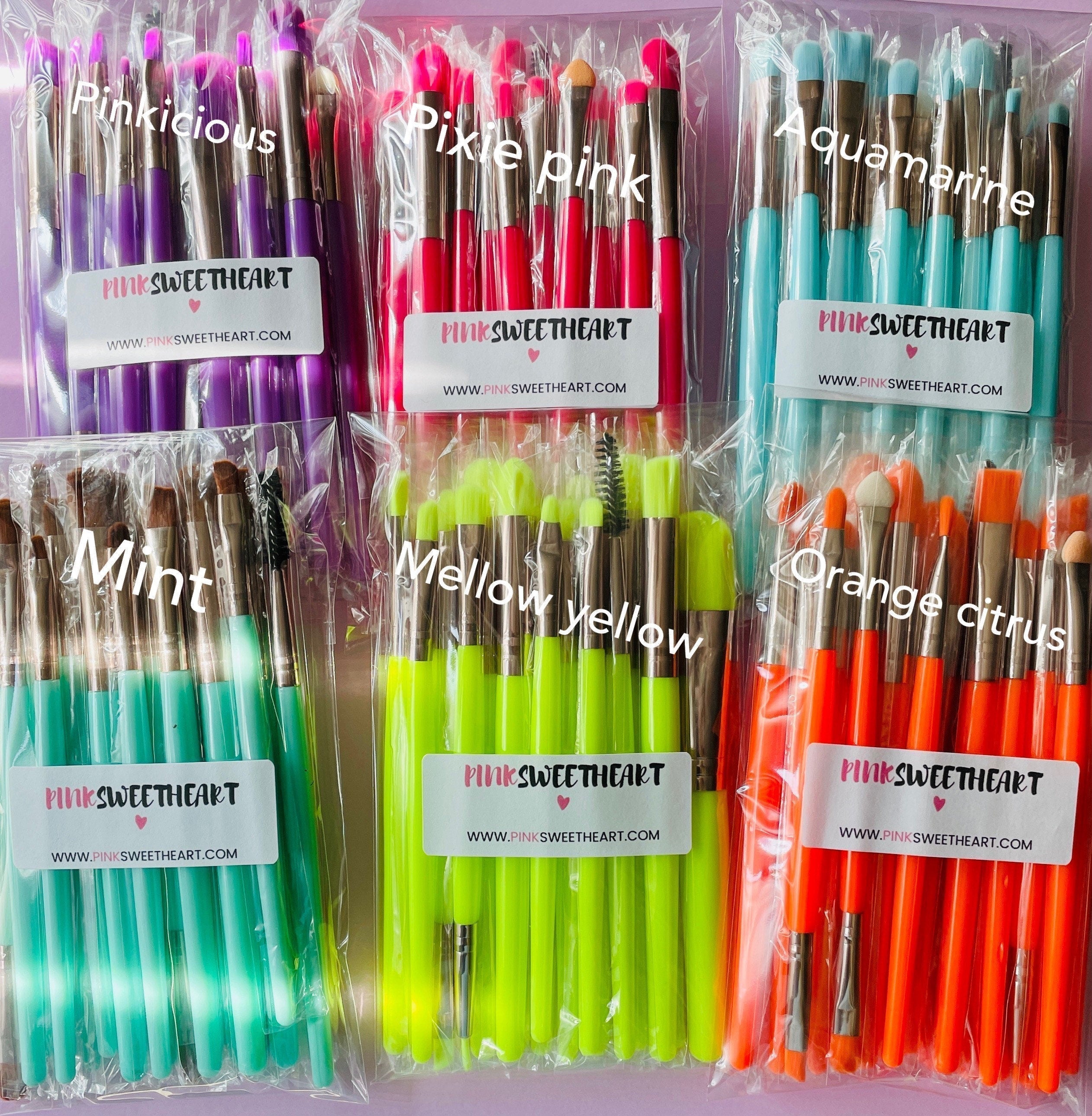 Fluorescent Neon Cosmetic Makeup Brush Set Makeup Brushes Pink Sweetheart