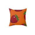 Fresh Picked Strawberries Square Pillow - Pink Sweetheart