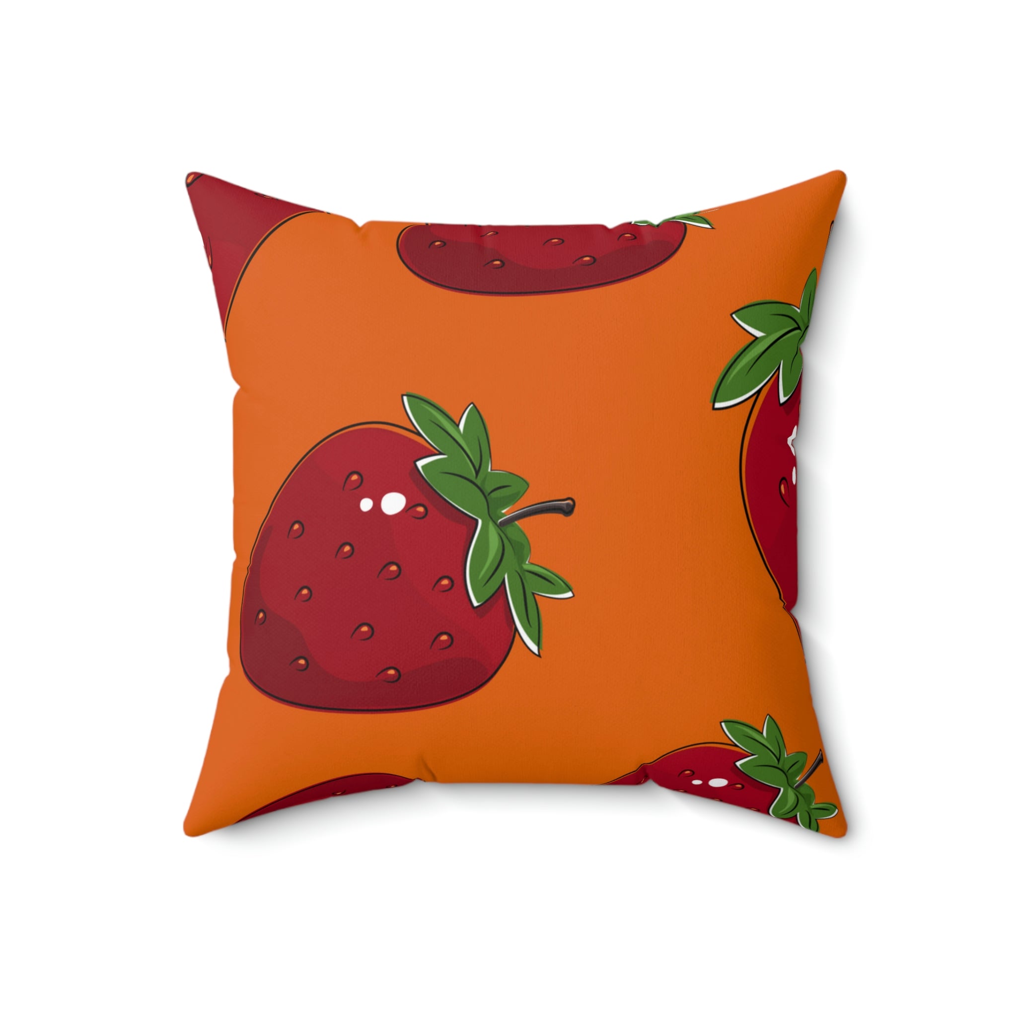 Fresh Picked Strawberries Square Pillow Home Decor Pink Sweetheart