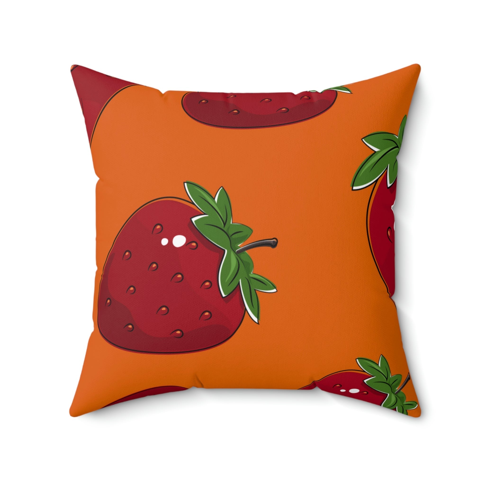 Fresh Picked Strawberries Square Pillow Home Decor Pink Sweetheart