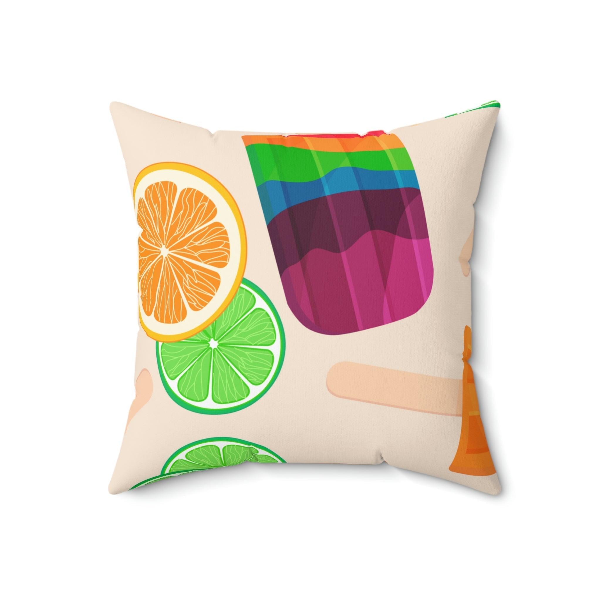 Frozen Rainbow Popsicle Treats Square Pillow Home Decor Pink Sweetheart