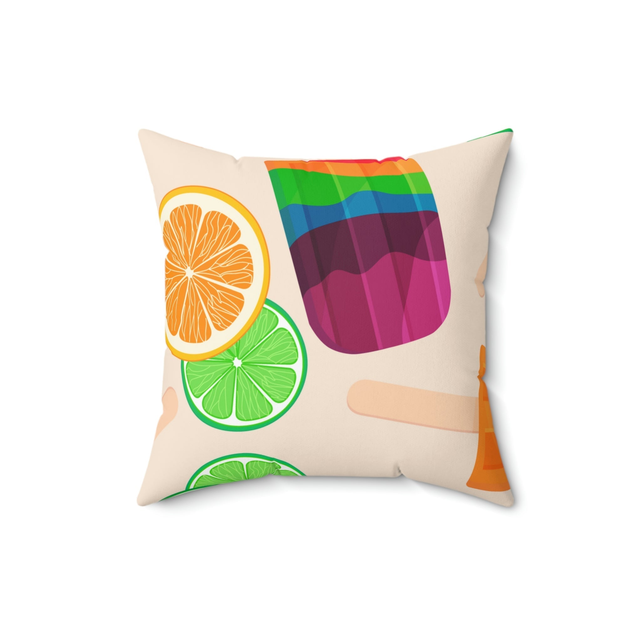Frozen Rainbow Popsicle Treats Square Pillow Home Decor Pink Sweetheart