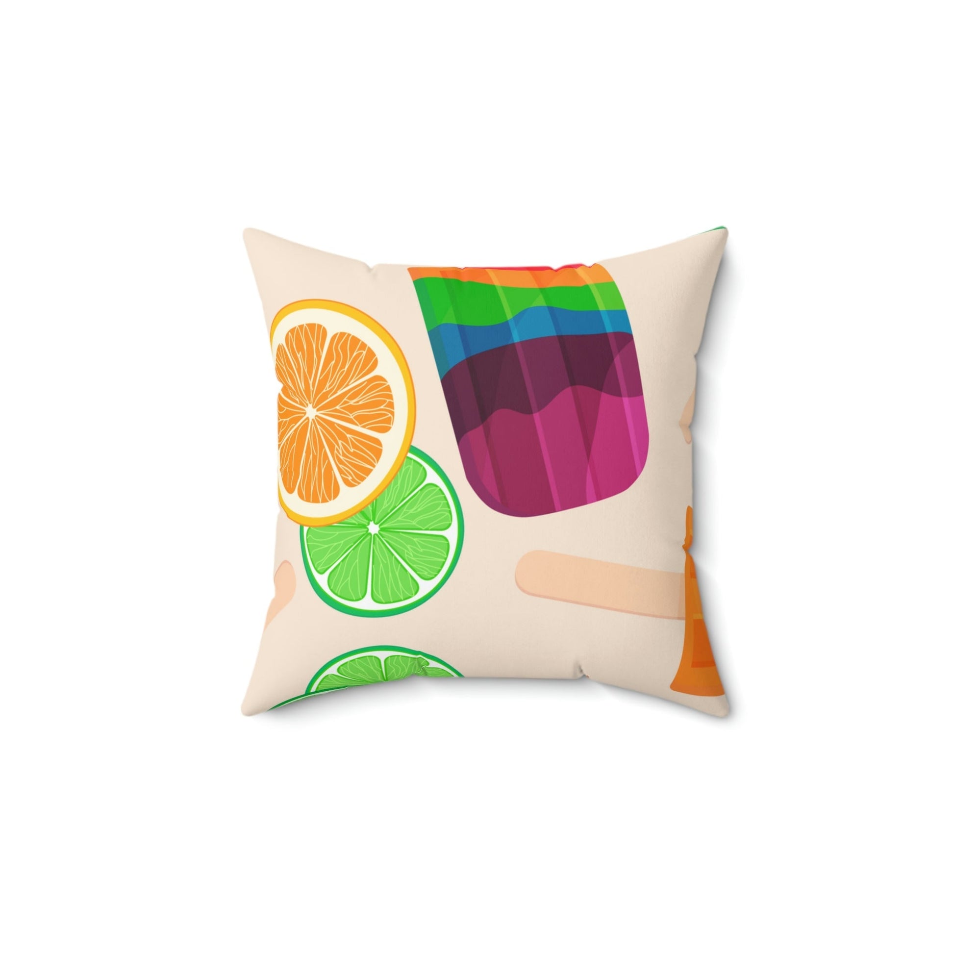 Frozen Rainbow Popsicle Treats Square Pillow Home Decor Pink Sweetheart