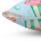 Gingerbread and Cupcakes Square Pillow Home Decor Pink Sweetheart