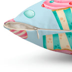 Gingerbread and Cupcakes Square Pillow Home Decor Pink Sweetheart