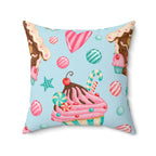 Gingerbread and Cupcakes Square Pillow Home Decor Pink Sweetheart