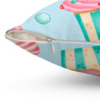 Gingerbread and Cupcakes Square Pillow Home Decor Pink Sweetheart