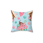 Gingerbread and Cupcakes Square Pillow Home Decor Pink Sweetheart