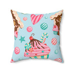 Gingerbread and Cupcakes Square Pillow Home Decor Pink Sweetheart