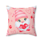 Gnomes in Love Square Pillow Home Decor Pink Sweetheart
