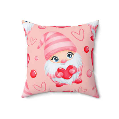 Gnomes in Love Square Pillow Home Decor Pink Sweetheart