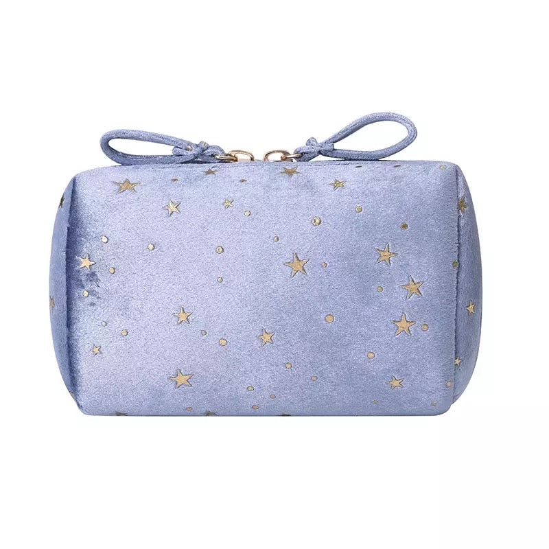 Golden Star Galaxy Velvet Cosmetic Makeup Pouch Cosmetic & Toiletry Bags Pink Sweetheart