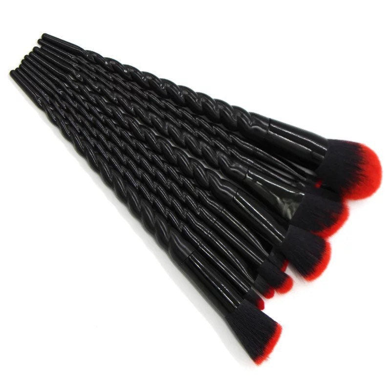 Gothic Black Unicorn Ombré Makeup Brush Set Pink Sweetheart