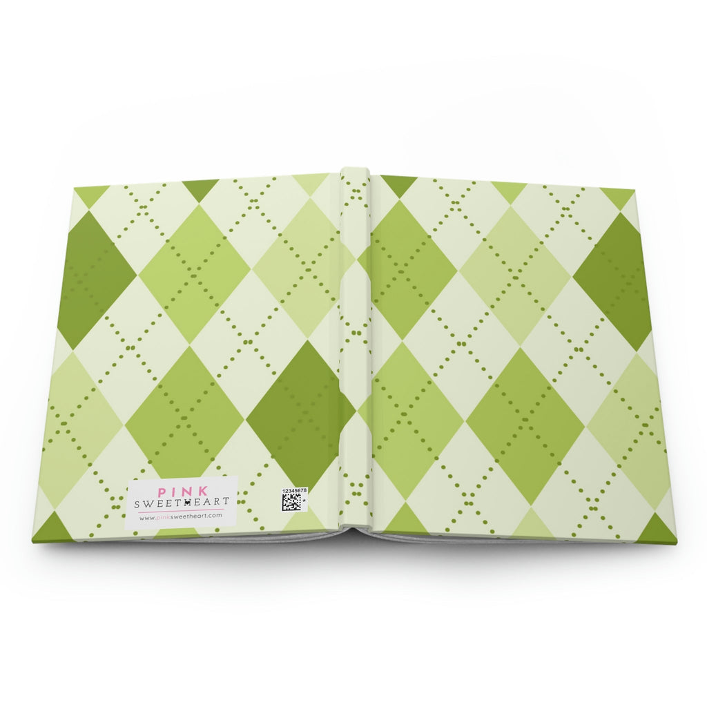 Green Argyle Hardcover Matte Journal Paper products Pink Sweetheart