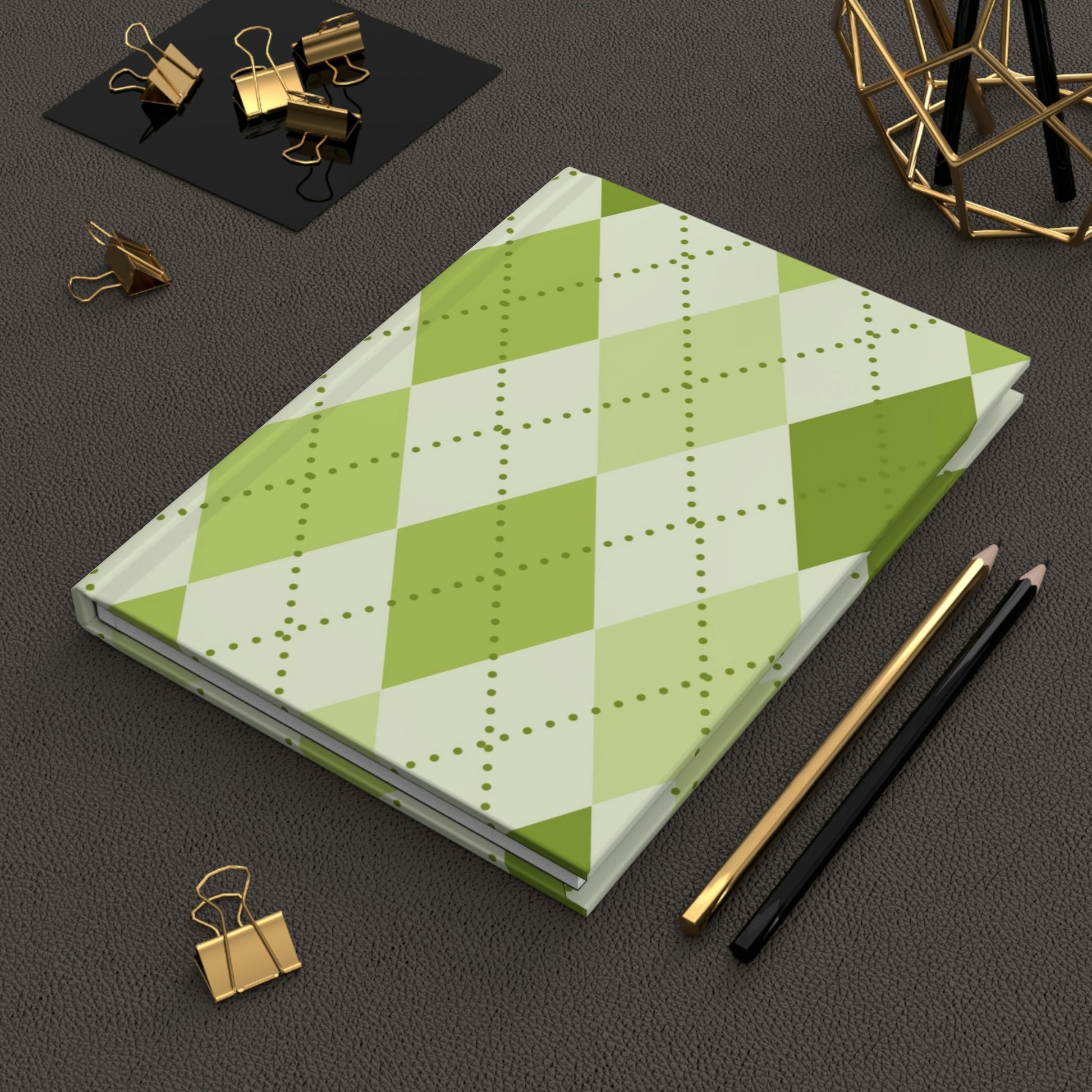 Green Argyle Hardcover Matte Journal Paper products Pink Sweetheart