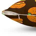 Hamburger Cheese Burger Square Pillow Home Decor Pink Sweetheart