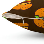 Hamburger Cheese Burger Square Pillow Home Decor Pink Sweetheart