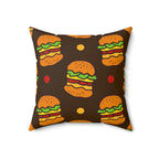 Hamburger Cheese Burger Square Pillow Home Decor Pink Sweetheart
