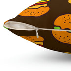 Hamburger Cheese Burger Square Pillow Home Decor Pink Sweetheart