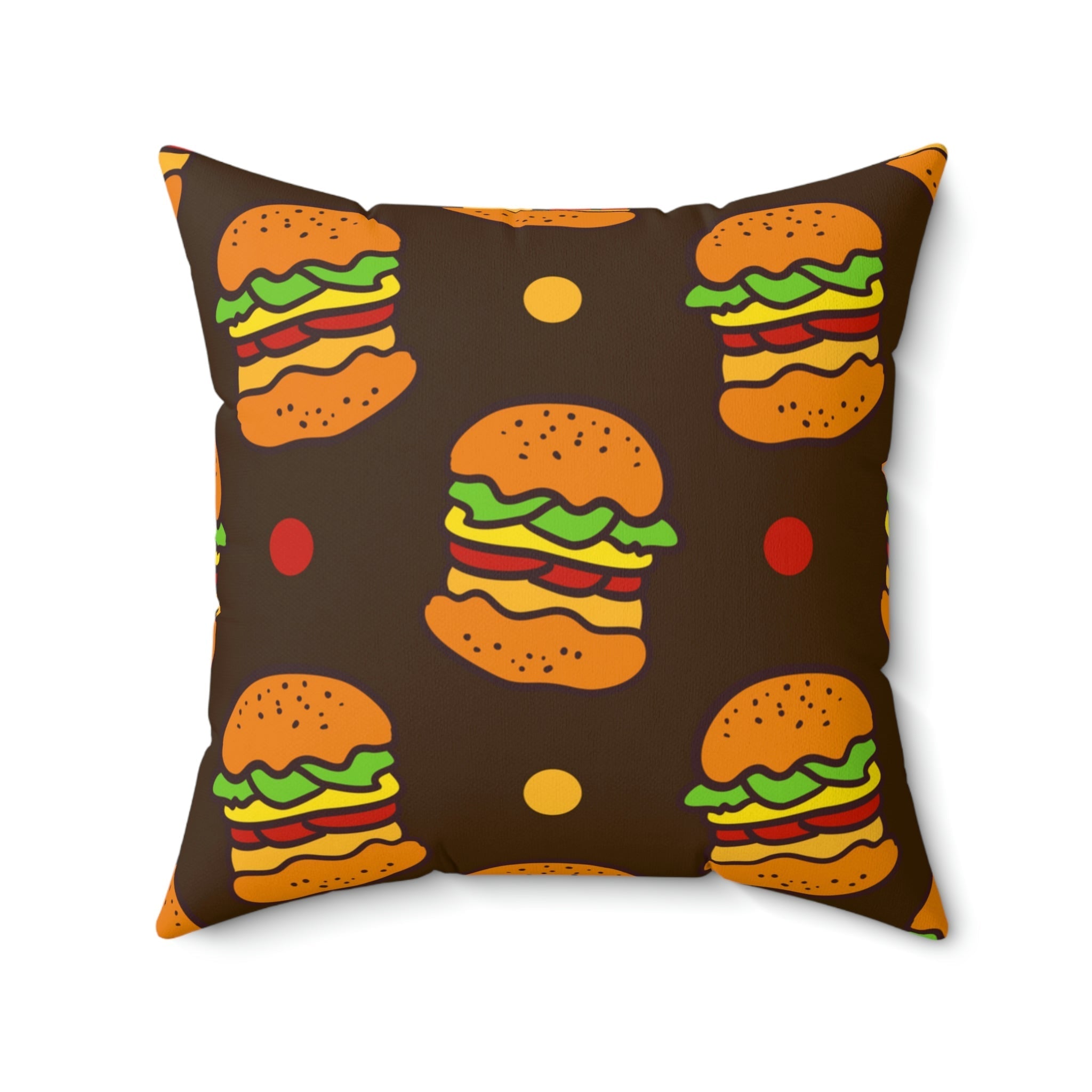 Hamburger Cheese Burger Square Pillow Home Decor Pink Sweetheart