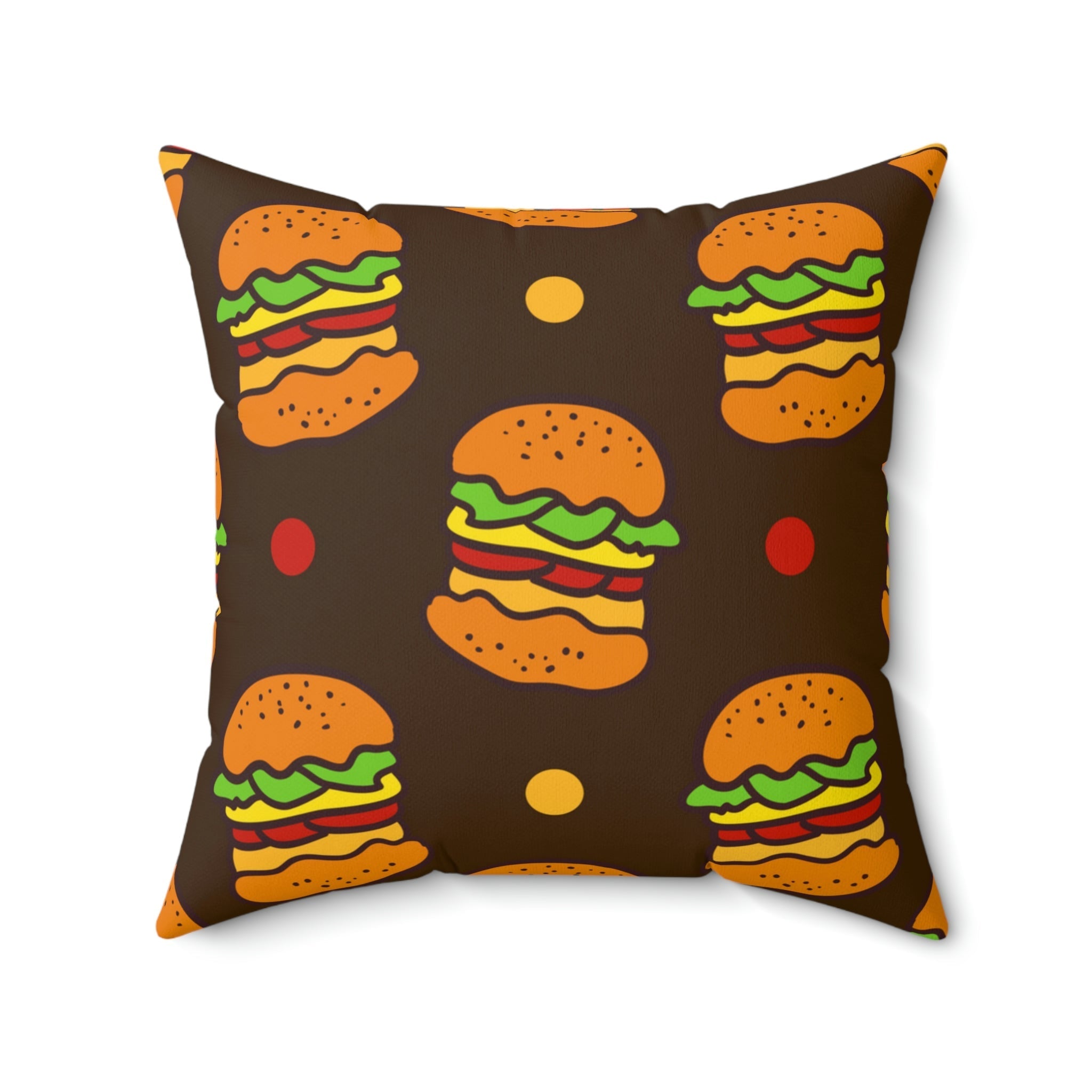 Hamburger Cheese Burger Square Pillow Home Decor Pink Sweetheart