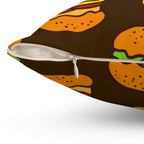 Hamburger Cheese Burger Square Pillow Home Decor Pink Sweetheart