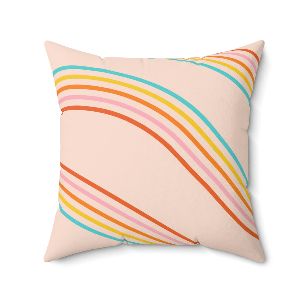 Happy Rainbows Square Pillow Home Decor Pink Sweetheart