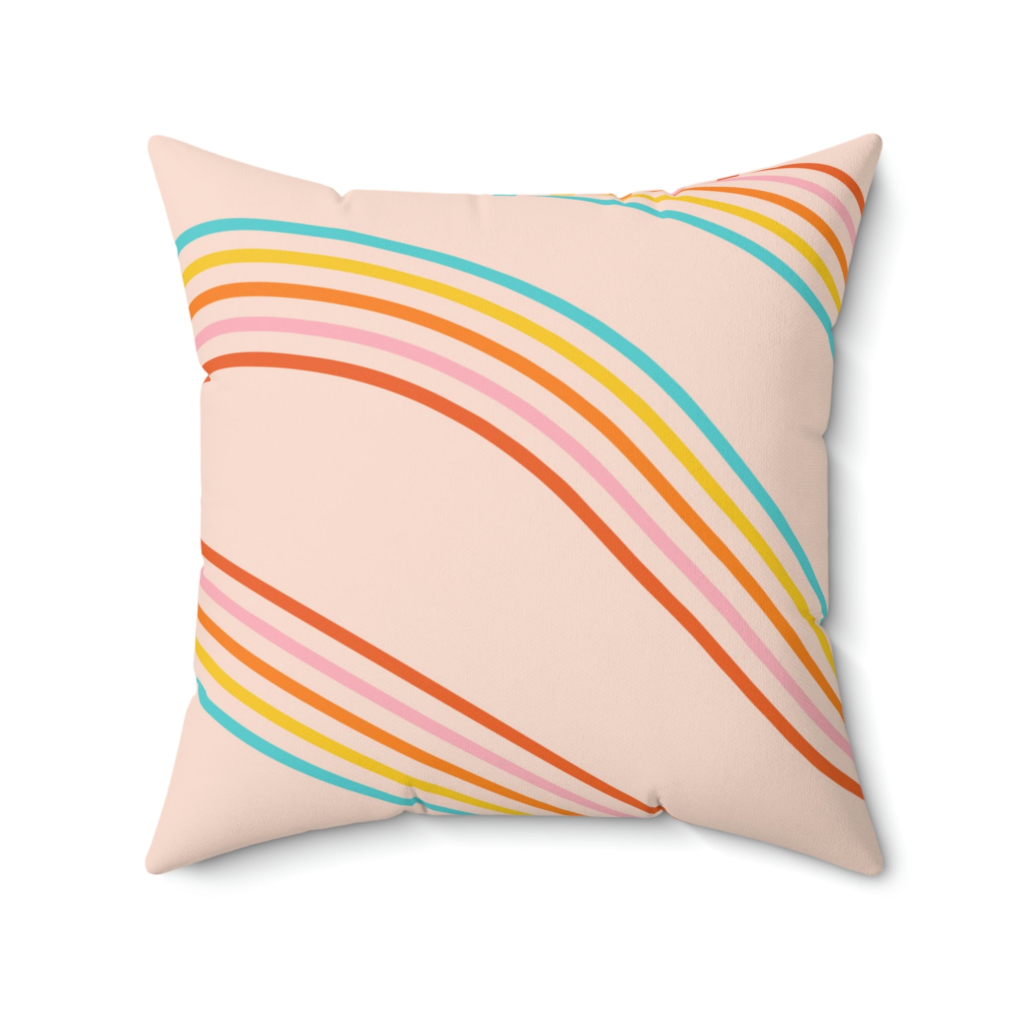 Happy Rainbows Square Pillow Home Decor Pink Sweetheart