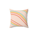 Happy Rainbows Square Pillow - Pink Sweetheart