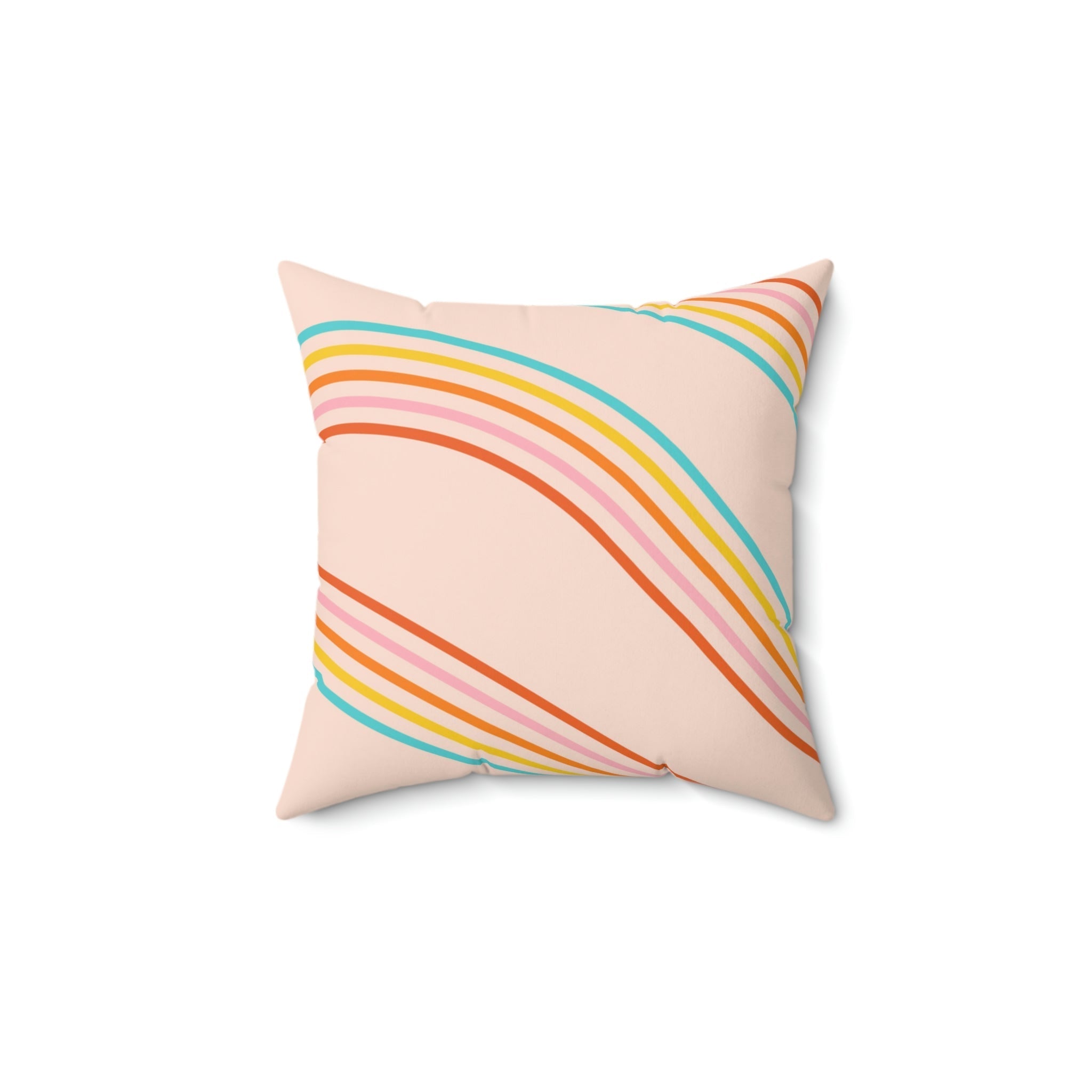 Happy Rainbows Square Pillow Home Decor Pink Sweetheart
